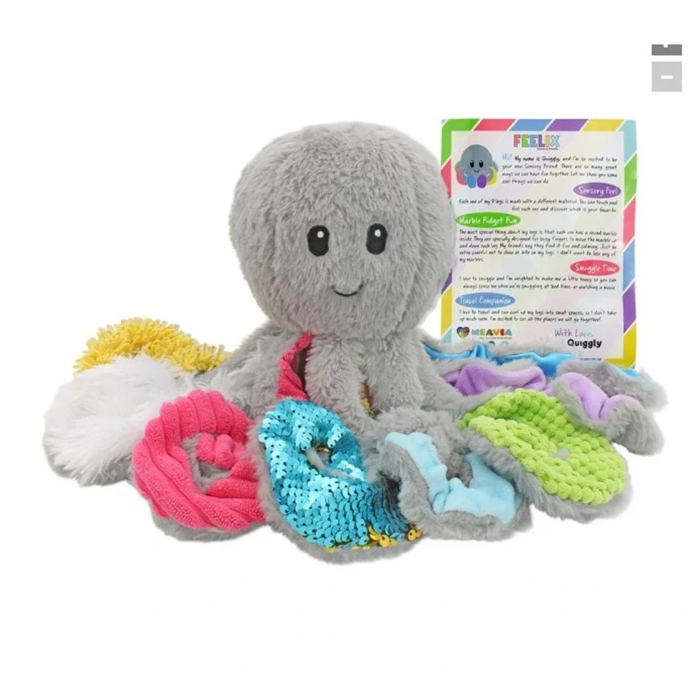 Meavia Quiggly the Sensory‎ Octopus Plush Toy Weighted 1lb Marble Fidget